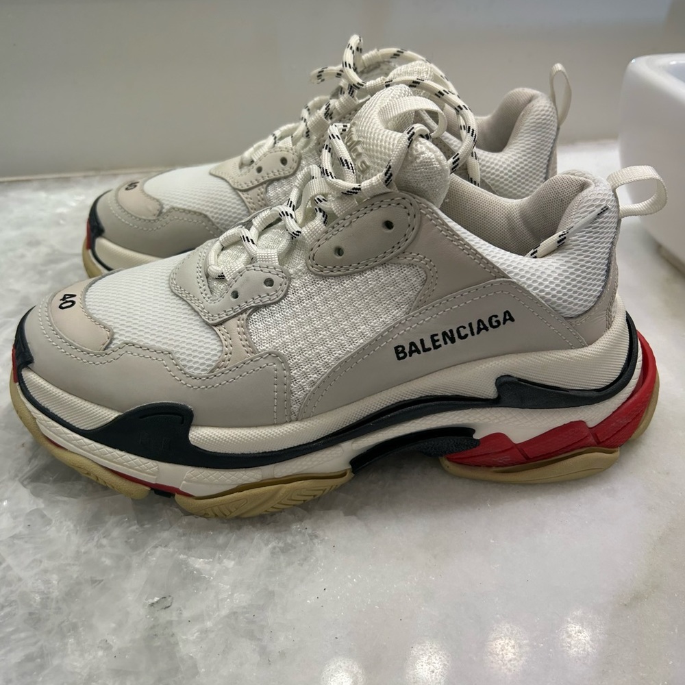 BALENCIAGA, Triple S, Grey, Blue, Red and White, Size 40/US 10
